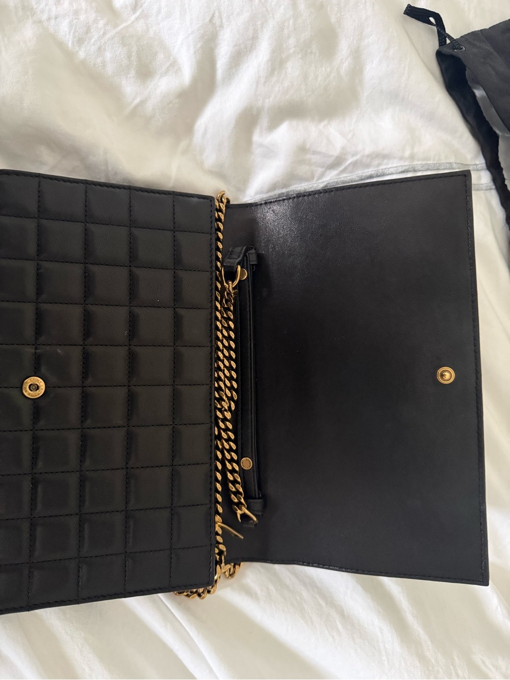 Saint Laurent Black Quilted Leather Shoulder Bag with Gold YSL Chain - Picture 5 of 11